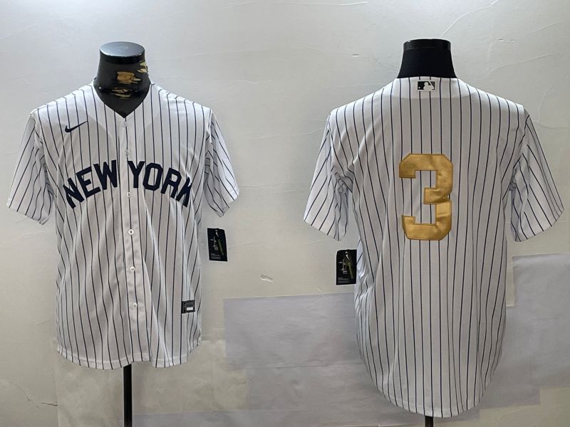 Men New York Yankees 3 Ruth White Stripe Fashion Nike 2024 MLB Jersey style 5